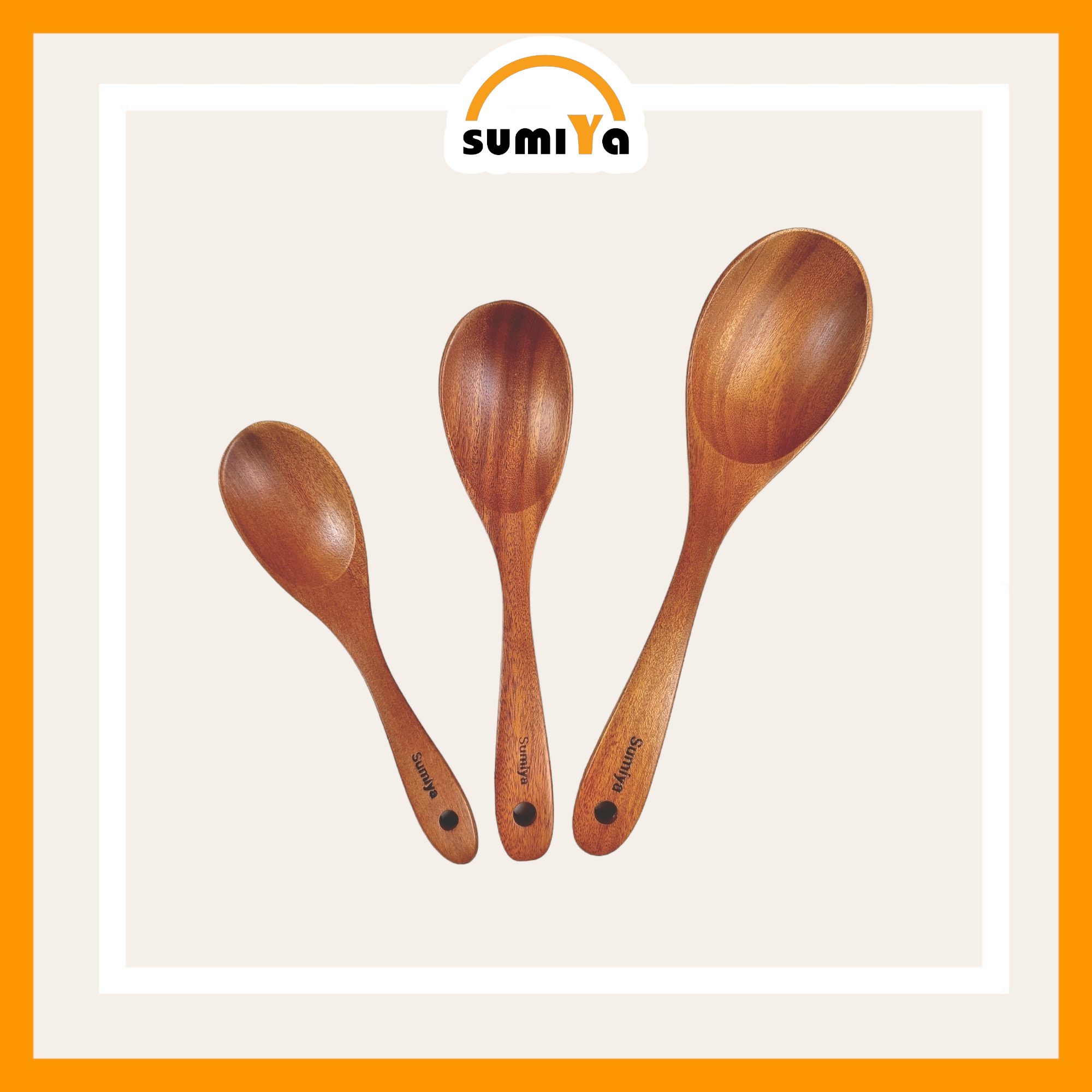 Muỗng canh gỗ SUMIYA, vá canh gỗ tự nhiên, vá múc canh gỗ tự nhiên