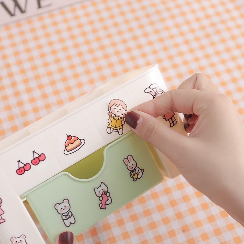 Khay đựng mĩ phẩm nhiều ngăn có sticker dễ thương - Kệ nhựa đựng mỹ phẩm nhiều ngăn có ngăn kéo decor bàn trang điểm