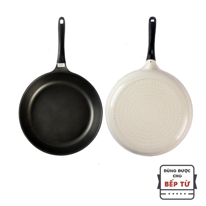 Combo chảo Nhật Bản đế từ 28 cm màu trắng + chảo sâu lòng 26 cm xanh dương