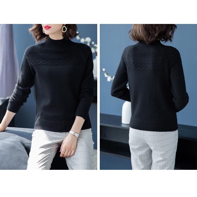 MS325 Áo len cổ 3p ngực cách điệu len lông cừu siêu mềm dày dặn