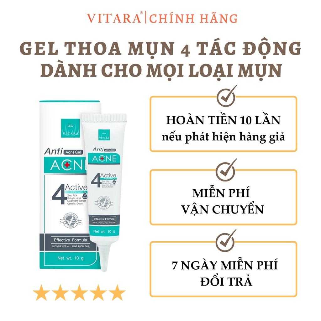 Gel thoa mụn Vitara Anti Acne làm lành vết thương do mụn, ngừa thâm mụn 10g