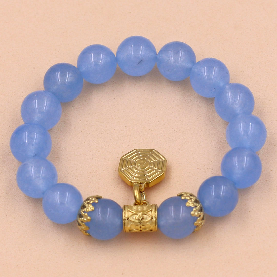 Vòng tay thạch anh xanh biển 12 ly bát quái VTAXBBQHKV12