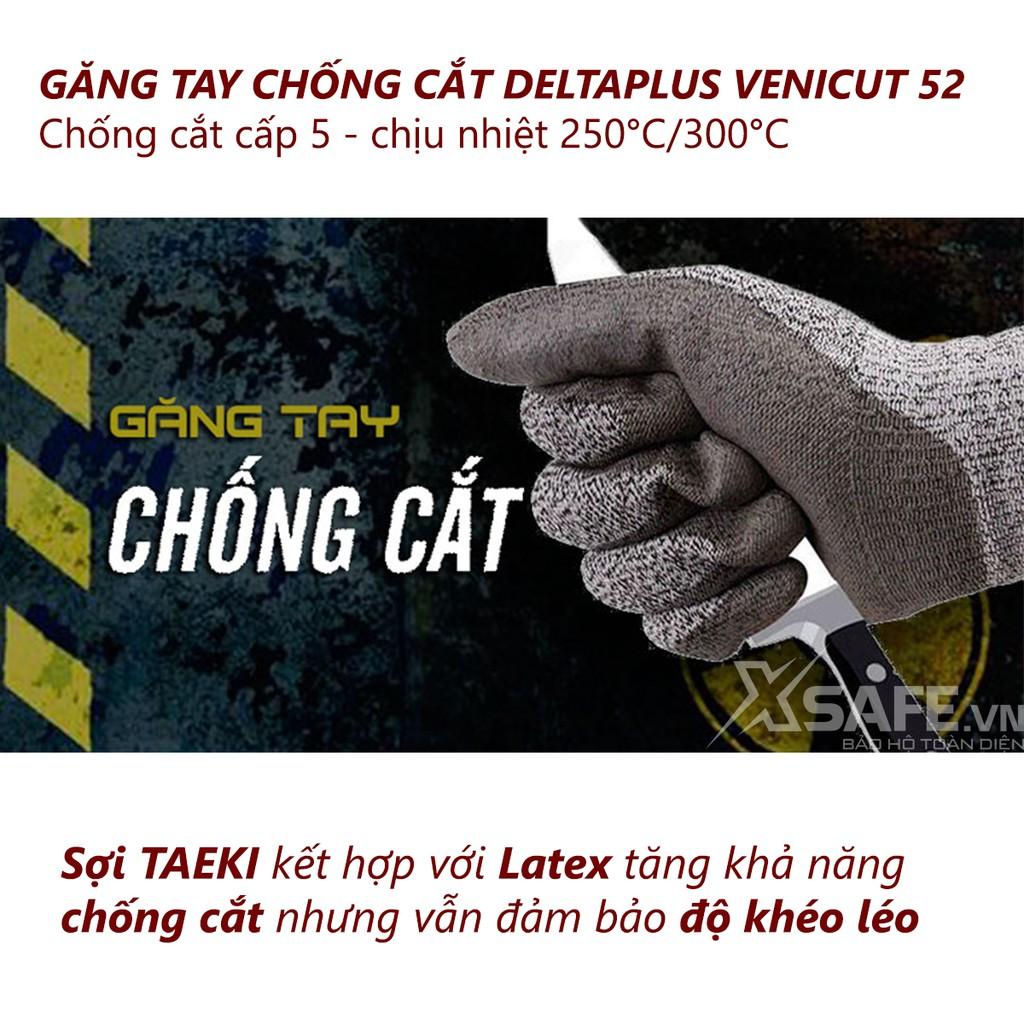 Găng tay chống cắt Deltaplus Venicut52 cấp độ 5 chịu nhiệt 250 độ C độ khéo léo cao phủ nitril chống dầu nhớt cơ khí