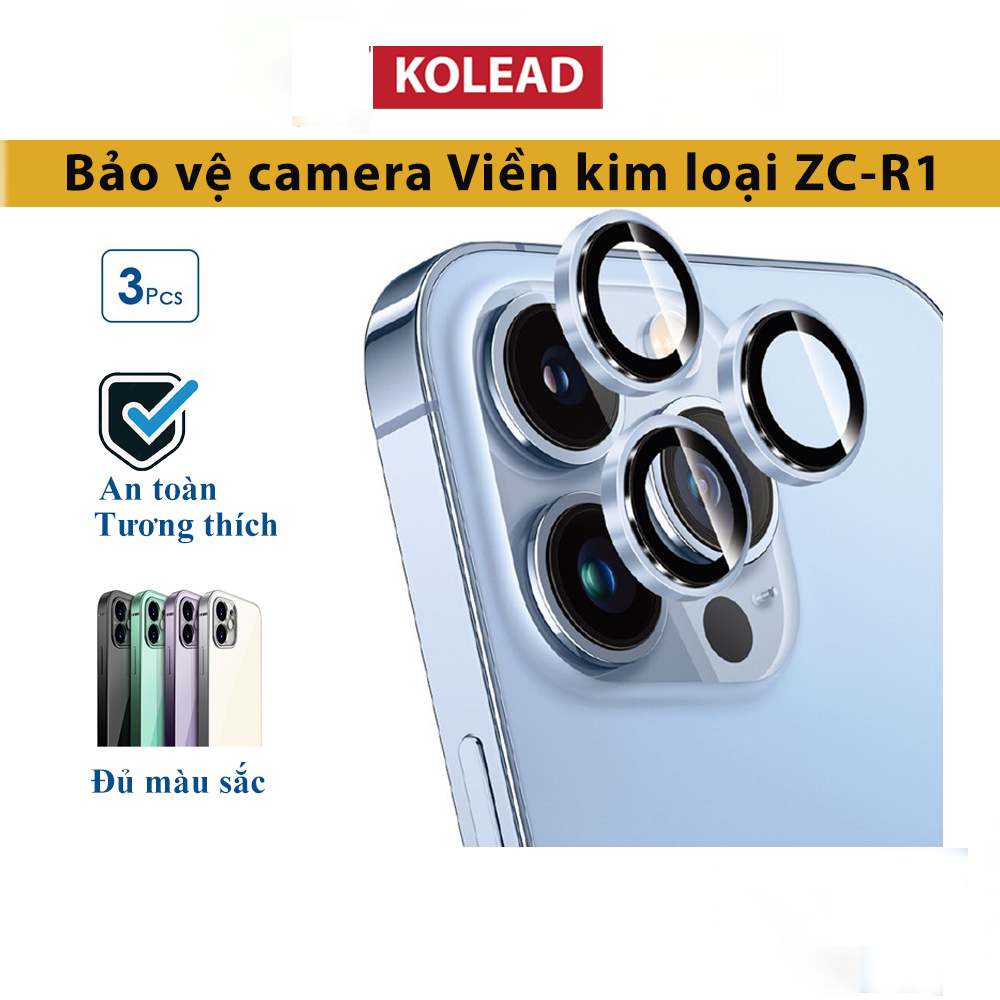 Bộ dán bảo vệ Camera viền kim loại Hàng Chính Hãng KOLEAD ZC-R1 cho iph 11 12 13 14 pro max plus bảo vệ từng ống kính