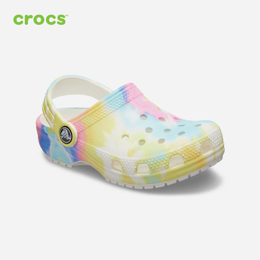 Giày lười trẻ em Crocs FW Classic Clog Kid Tie Dye Graphic Whi/Mlti - 206995-94S