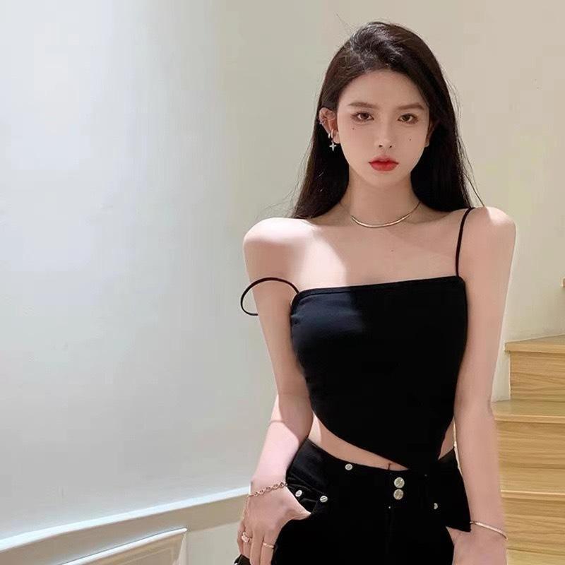 M17. Áo 2 dây nữ vạt yếm croptop siêu sang, áo bra nữ vạt yếm chéo sẵn đệm ngực (có sẵn - miễn ship)