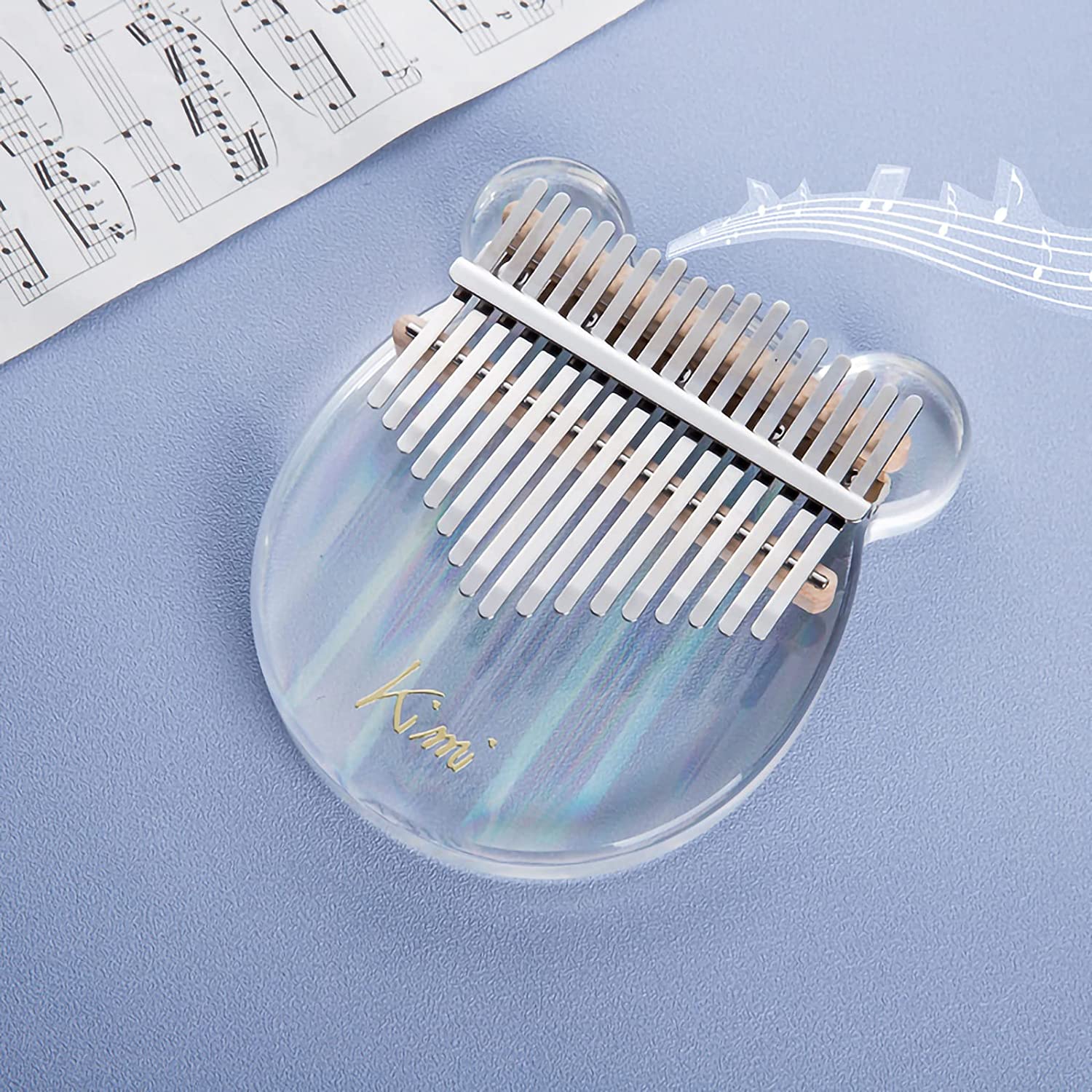 Đàn Kalimba 17 Phím Acrylic Trong Suốt Tonic KIMI-10S (Hộp cứng chống sốc, Búa chỉnh âm, Sticker dán note, Khăn lau, Sách học) - Kèm Bọc Bảo  Vệ Móng