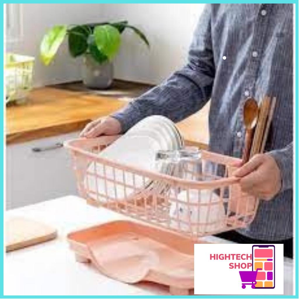 Rổ úp chén, giá úp bát đĩa có khay hứng thoát nước kèm ống đựng đũa loại đẹp
