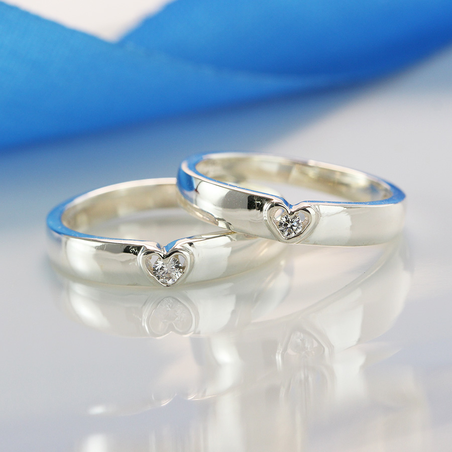 Nhẫn cặp bạc hình trái tim, nhẫn đôi bạc love ND0390