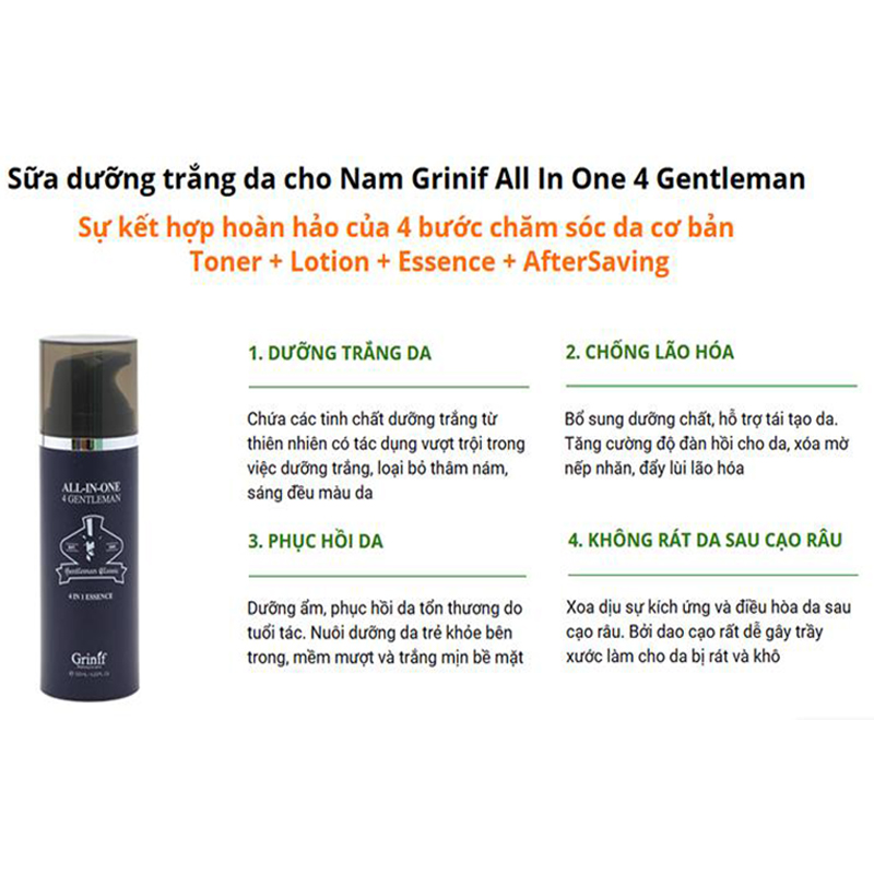 Sữa dưỡng da cho nam Grinif All in One 4 Gentleman 120ml