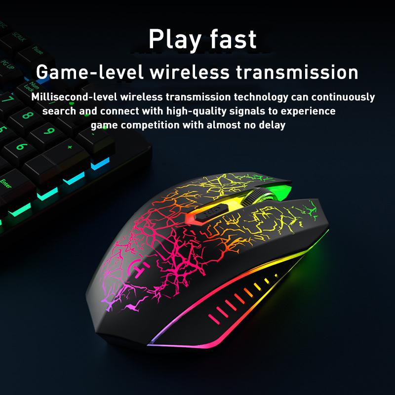 Chuột Game Không Dây 2.4G LED Hô Hấp Đèn Nền Chuột Sạc 6 Nút Chuột Không Dây Chuột Cho Máy Tính Laptop Chuột Văn Phòng