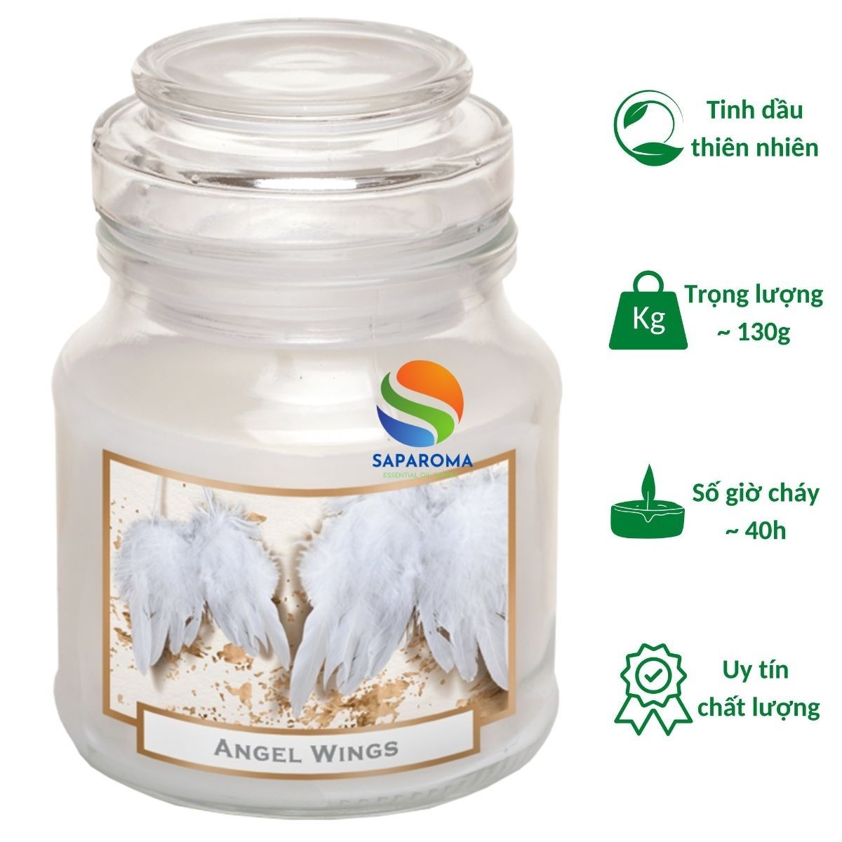 Hũ nến thơm tinh dầu Bartek Angel Wings 130g QT5412 - quế, hoa bông, nến thơm khử mùi, nến trang trí, thơm phòng, thư giãn, khử mùi (giao mẫu ngẫu nhiên)