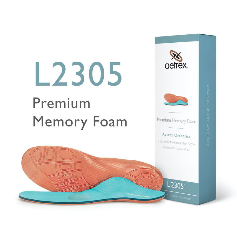 Lót giày y khoa nam Aetrex Premium Memory Foam, Metatarsal-cho chân vòm trung bình đến cao .có đệm nổi banh bàn chân