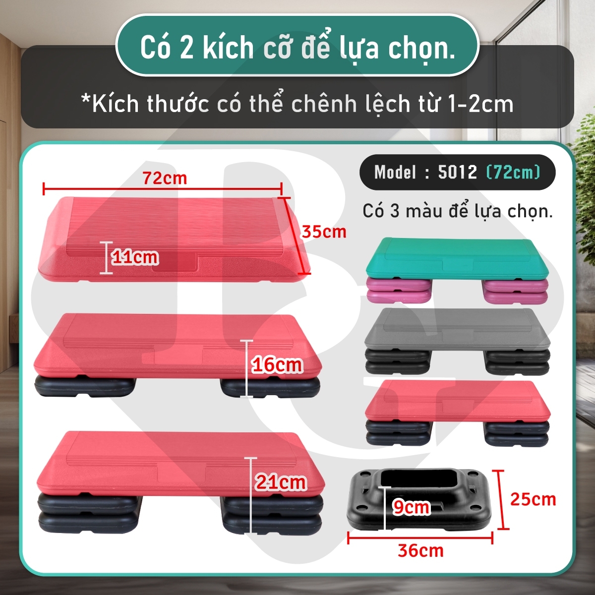 BG Bục dậm nhảy, aerobic, tập gym tại nhà AEROBIC STEP 72cm  giảmcân hiệu quả có thể điều chỉnh độ cao tập thể dục