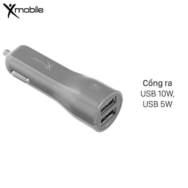 Sạc xe hơi 10W Dual USB Xmobile TS-C063S Xám - Hàng Chính Hãng