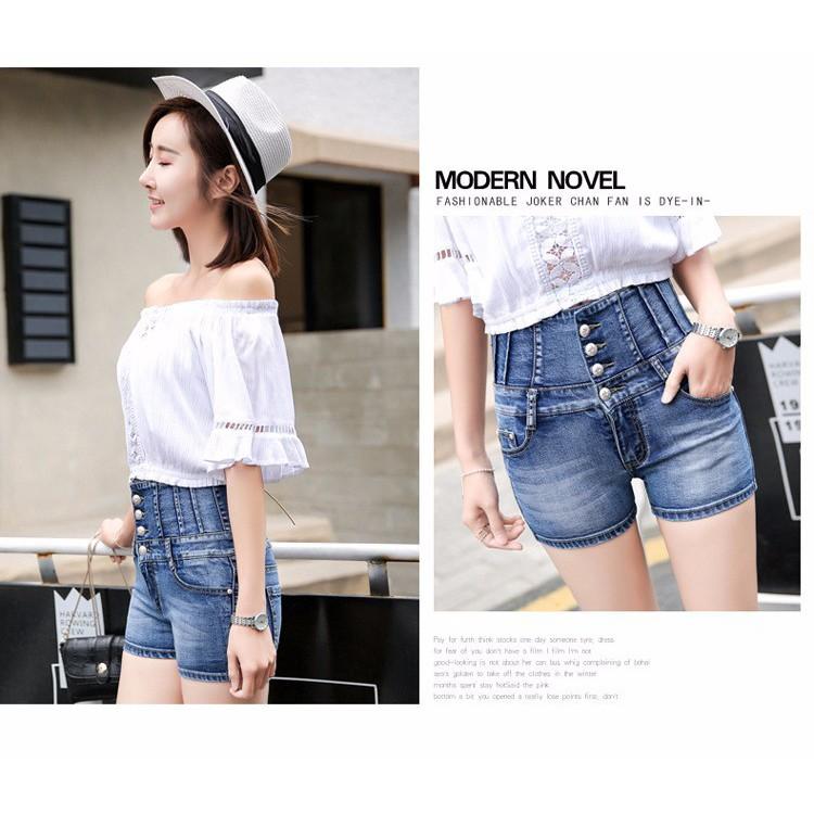 Quần shorts Jean cạp cao phong cách