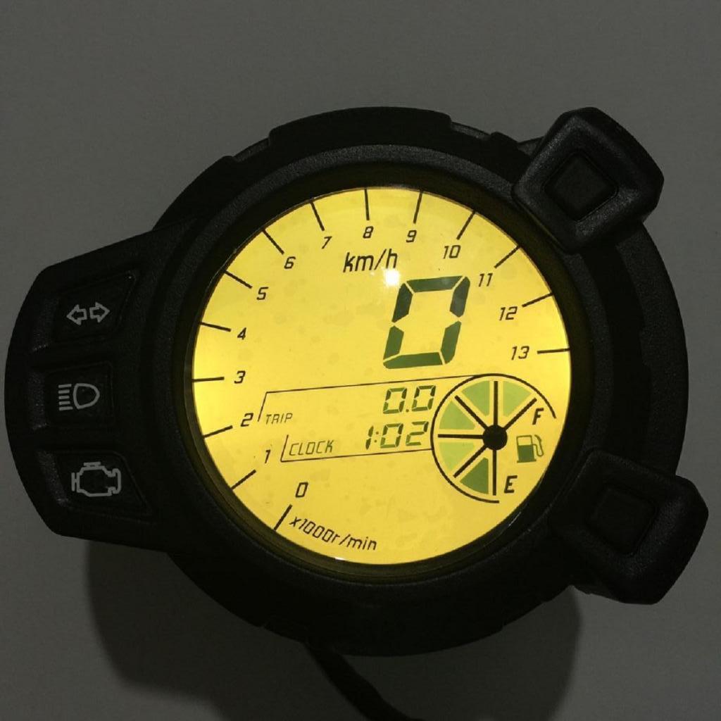 7 Color 12V Motorcycle LCD Digital Speedometer Odometer Tachometer Gauge