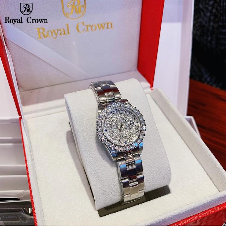 Đồng Hồ Nữ Chính Hãng Royal Crown 3662 Mặt Full Đá Dây Thép Không Gỉ
