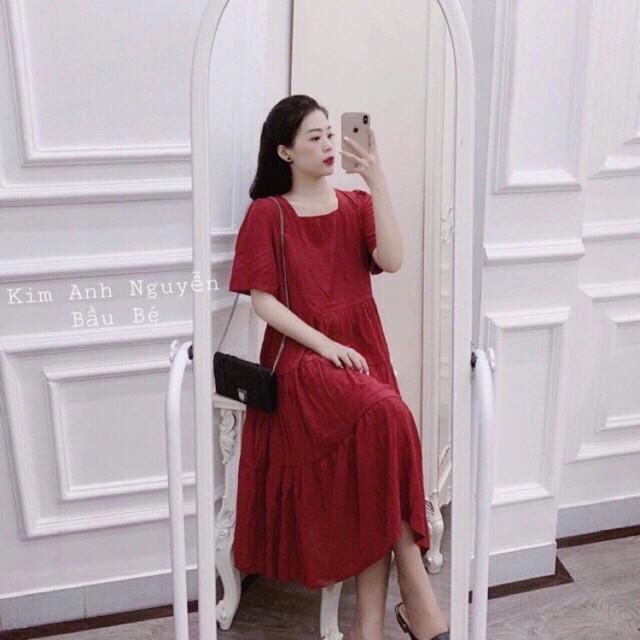Váy bầu dáng xuông đẹp chất mát mặc bầu và sau sinh