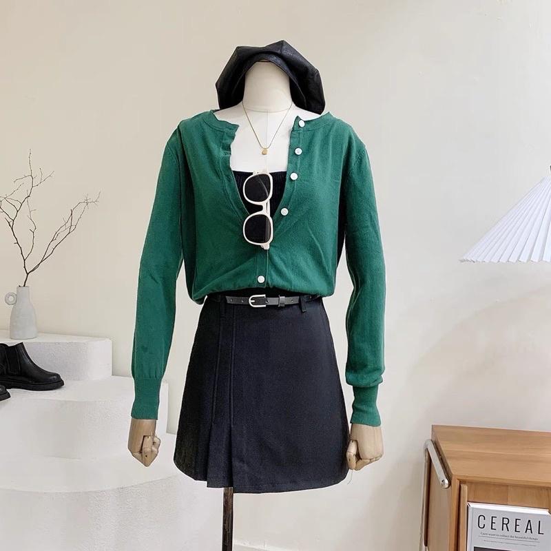 Chân váy xếp ly lệch bên tôn dáng kèm đai