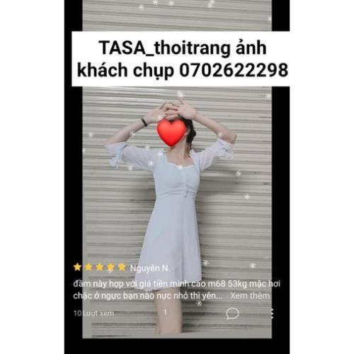 TBO-Ảnh thật Đầm voan tay nơ đính cườm tiểu thư sang chảnh, váy ngắn xòe trắng cổ vuông tay lỡ thắt nơ
