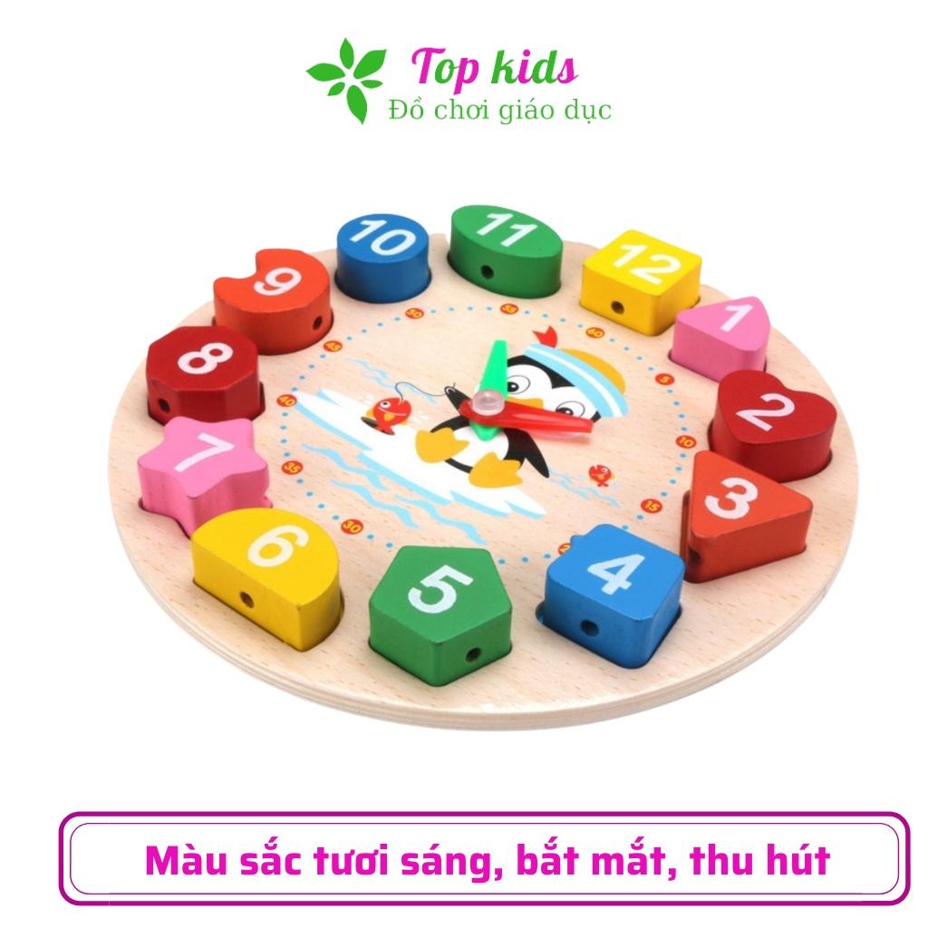 Đồ chơi montessori cho bé đồ chơi gỗ thông minh phát triển trí tuệ đồng hồ hình khối giáo dục sớm