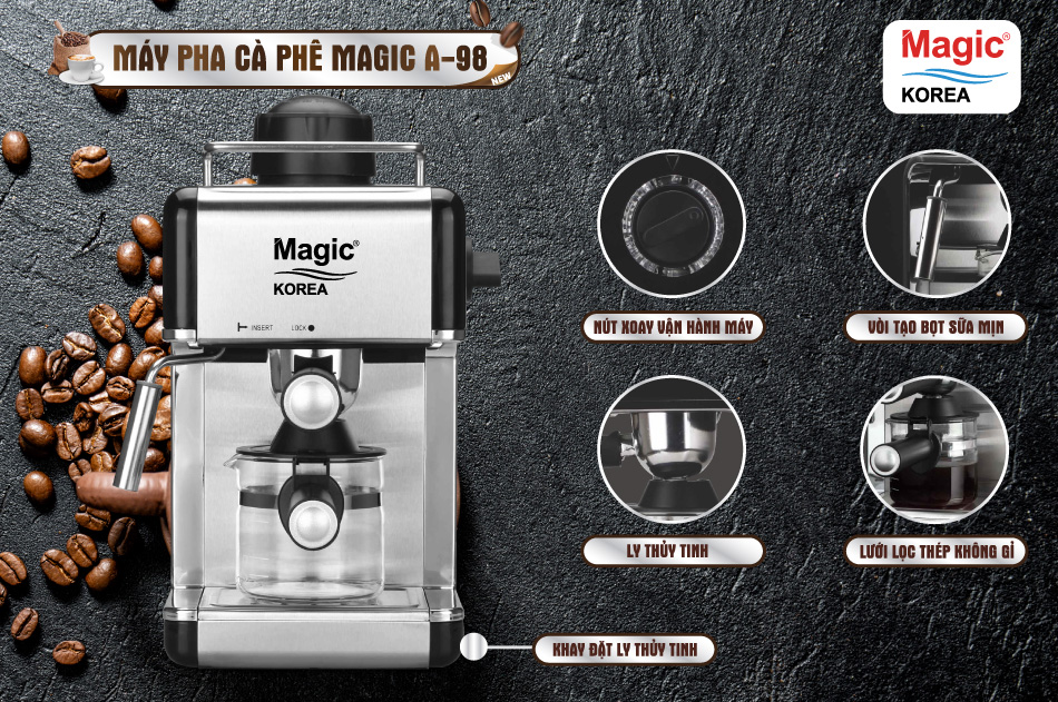 Máy Pha Cà Phê Tại Nhà Magic Korea A98 Espresso Coffee Maker - Hàng chính hãng