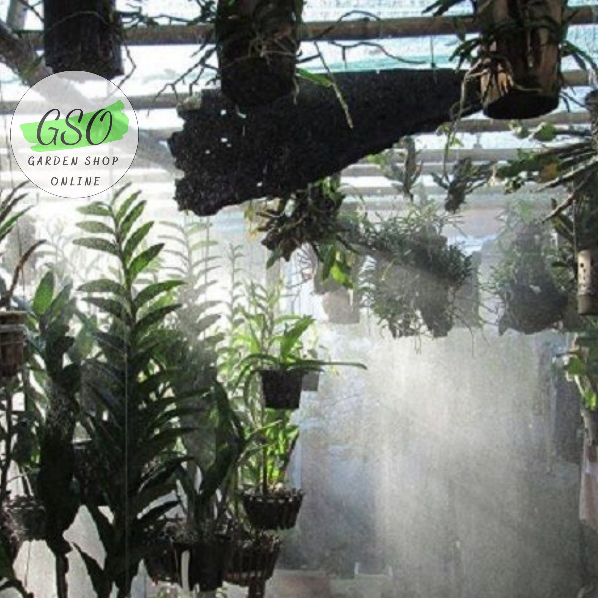 Bộ KÍT phun sương tăng áp tưới lan, cây cảnh 10 đầu béc kèm bơm