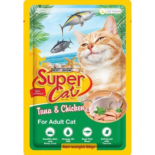 Pa.te SUPER CAT mèo lớn vị Cá Ngừ&amp; Gà 85gr