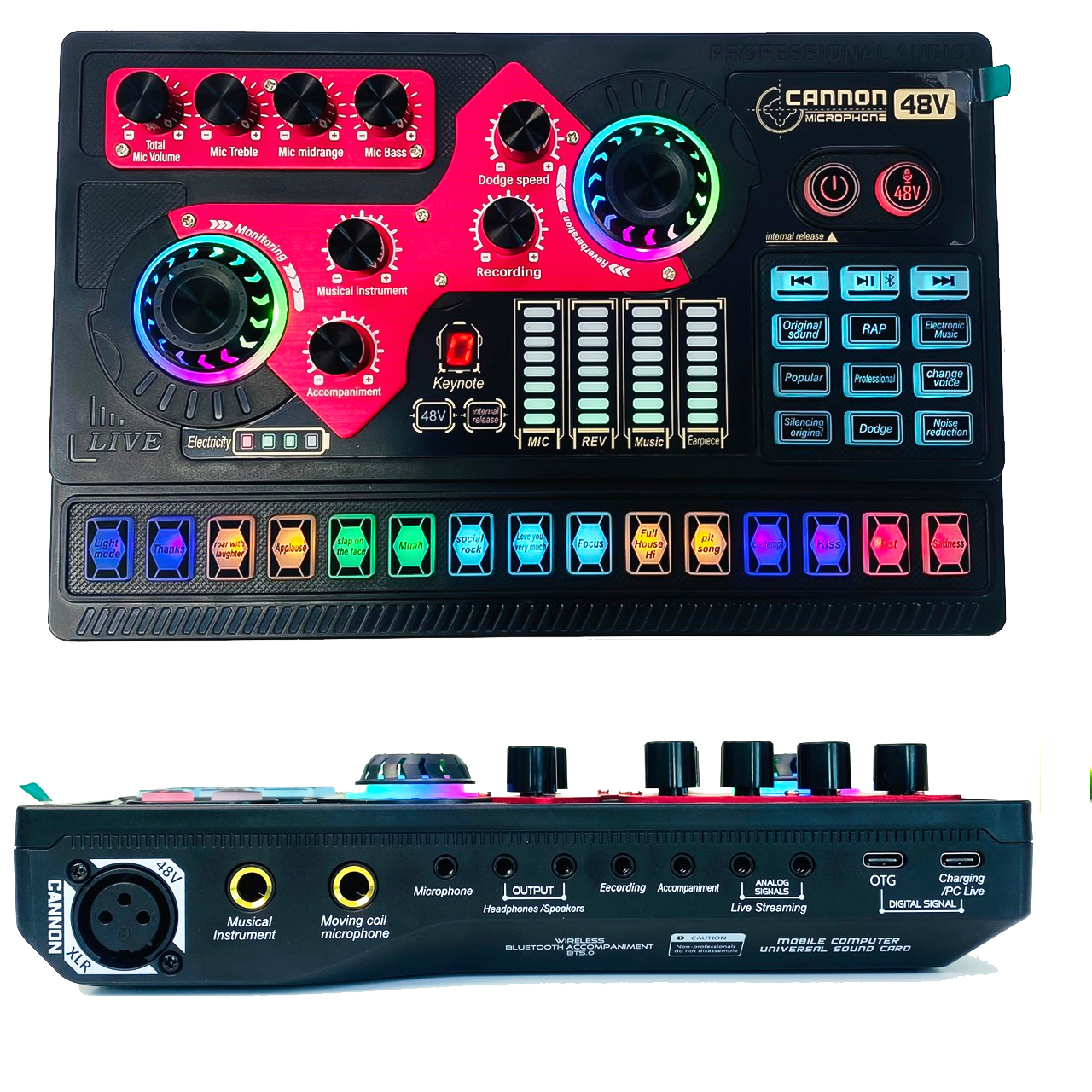 Soundcard X5 kết nối bluetooth, có auto tune, pin sạc, có đèn led và hiệu ứng âm thanh đa dạng - hàng chính hãng Vinetteam