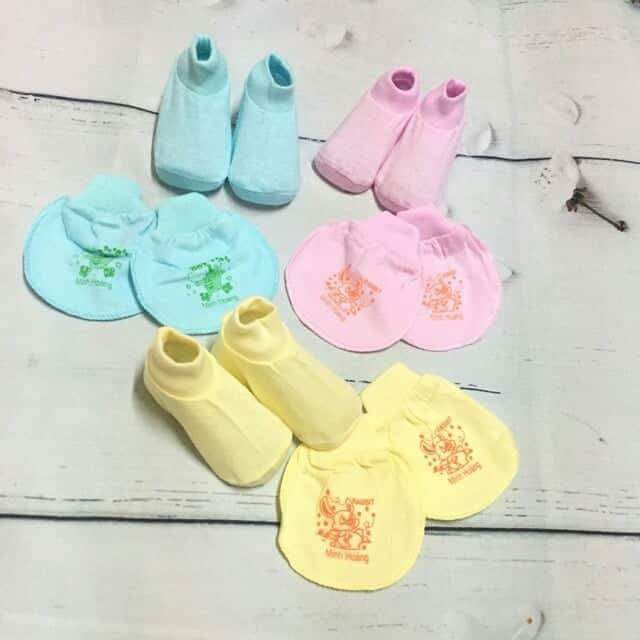 5 Bộ Bao Tay Chân Bo ( Đồ Cho Bé Sơ Sinh Trai Và Gái 0-3 Tháng - Vải Cotton Màu )