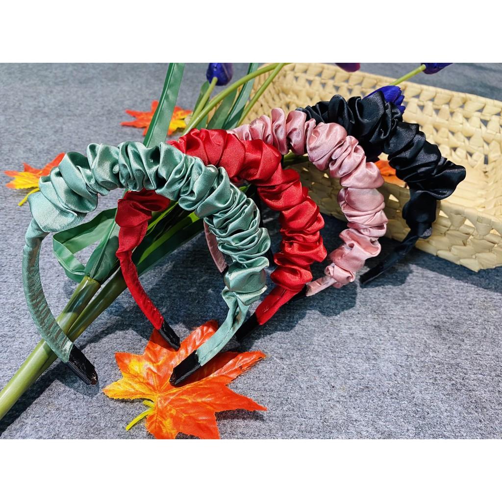 Băng Đô Tóc Bờm Cài Tóc Vải Nhún Bèo Siêu Xinh