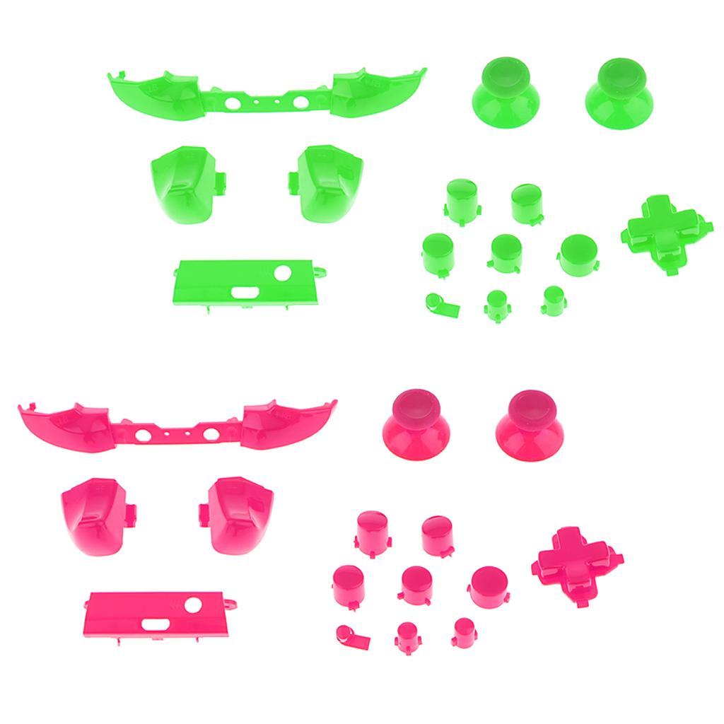 2 Set Controller Parts Compatible with Xbox One Slim Controller Buttons Kit - Green & Pink