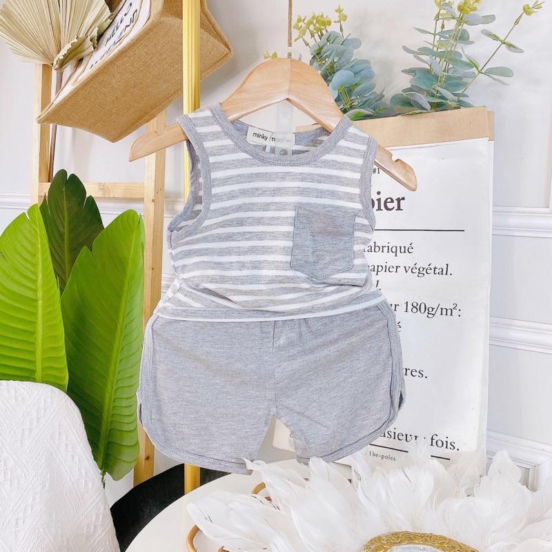 set ba lỗ sọc co giãn mềm mịn mát cho bé từ 5-30 kg