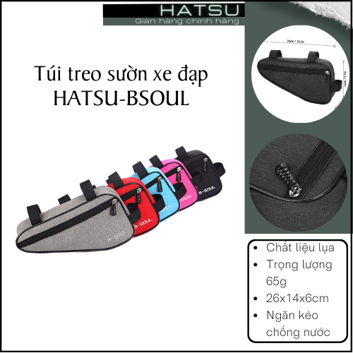 Túi treo sườn xe đạp HATSU-BSOUL tam giác dài 26cm - Túi xe đạp địa hình MTB - siêu nhẹ tiện dụng