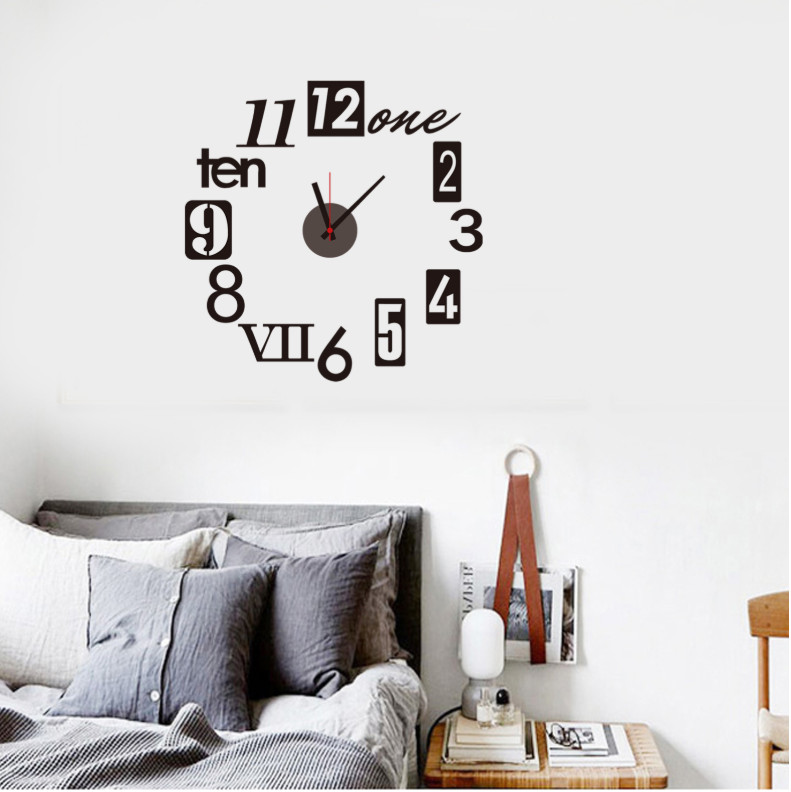 Đồng hồ dán tường kèm decal trang trí họa tiết tối giản, sang trọng độc đáo