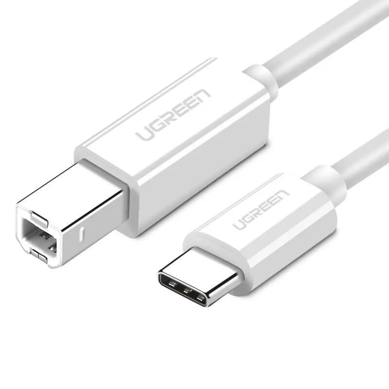 Cáp máy in sang USB Type C cao cấp 1.5M màu Trắng  Ugreen UC40417US241 Hàng chính hãng