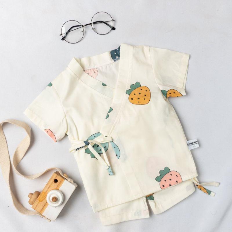 Bộ Đồ Ngủ YUKATA Bé Trai Bé Gái Hoạ Tiết Ngộ Nghĩnh Chất Cotton Mềm Mại Thấm Hút Mồ Hôi Cho Bé