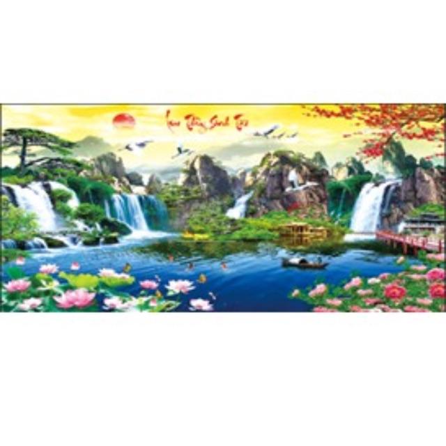 Tranh đính đá lưu thủy sinh tài