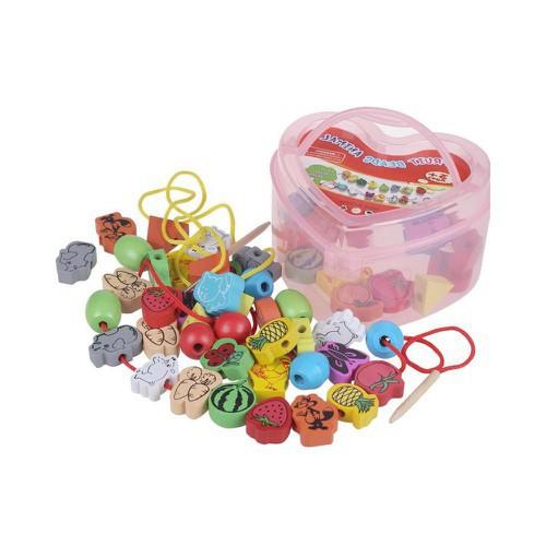 Xâu Hạt Gỗ - Đồ Chơi Rèn Kỹ Năng Khéo Léo 50 Chi Tiết