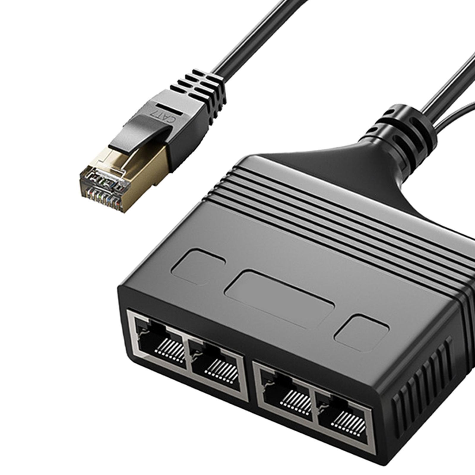RJ45 Ethernet Splitter Splitter Ethernet Adapter ,Electronics with High Speed ,Network ,1 to 4 Port Ethernet Cable Connector for