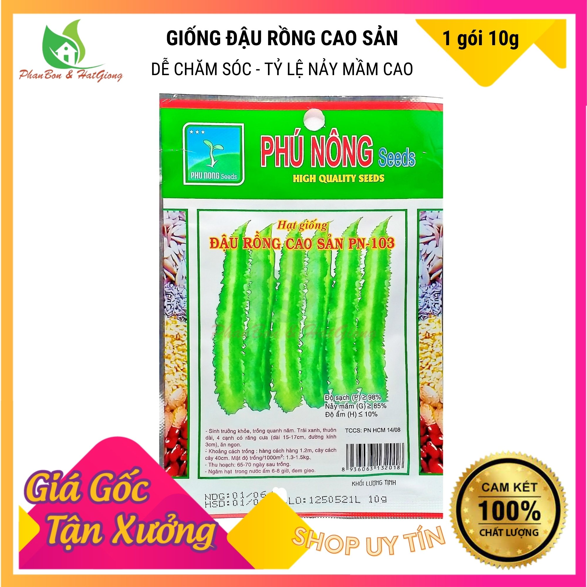 Hạt Giống Đậu Rồng Cao Sản Giòn, Ngọt 10gr - Phú Nông Seeds - Shop Phân Bón và Hạt Giống