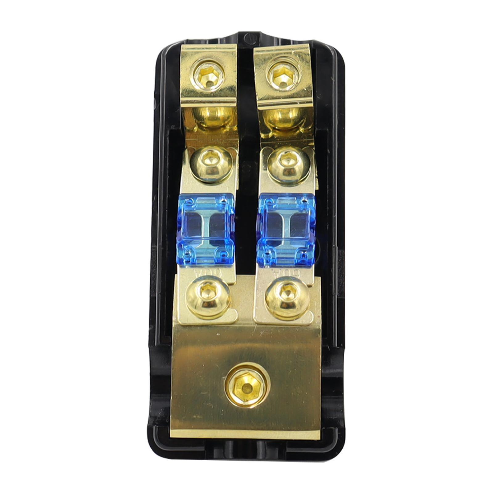 Mini Anl Fuse Holder, Fuse Box Block, Support 0 2 4 Gauge in 4/8 gauges Out 2 Way with 60A Mini Fuse, Distribution Block for Car Audio Stereo