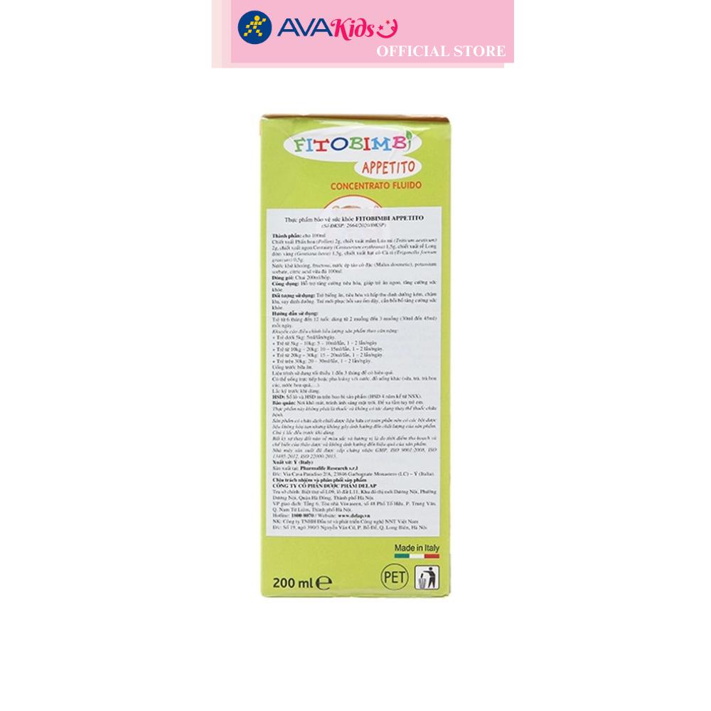 Siro Fitobimbi Appetito hỗ trợ tăng cường tiêu hóa 200 ml (6 tháng - 12 tuổi)