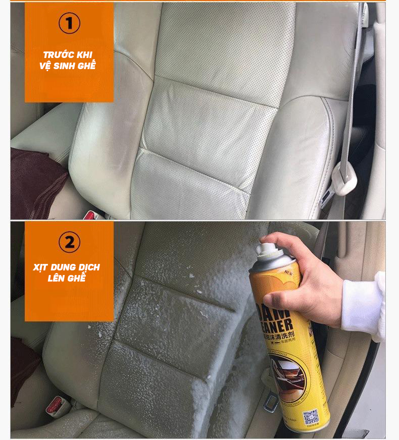 Chai Bọt Tuyết Tẩy Vết Bẩn Nội Thất Xe Đa Năng FOAM CLEANER CARJAY 650ML - Hàng Nhập Khẩu