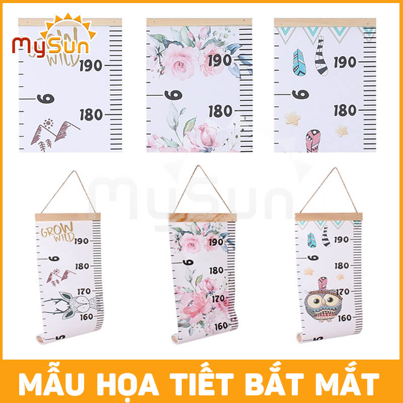 Thước bảng đo chiều cao 2m y tế gắn dán tường cho trẻ em bé MySun