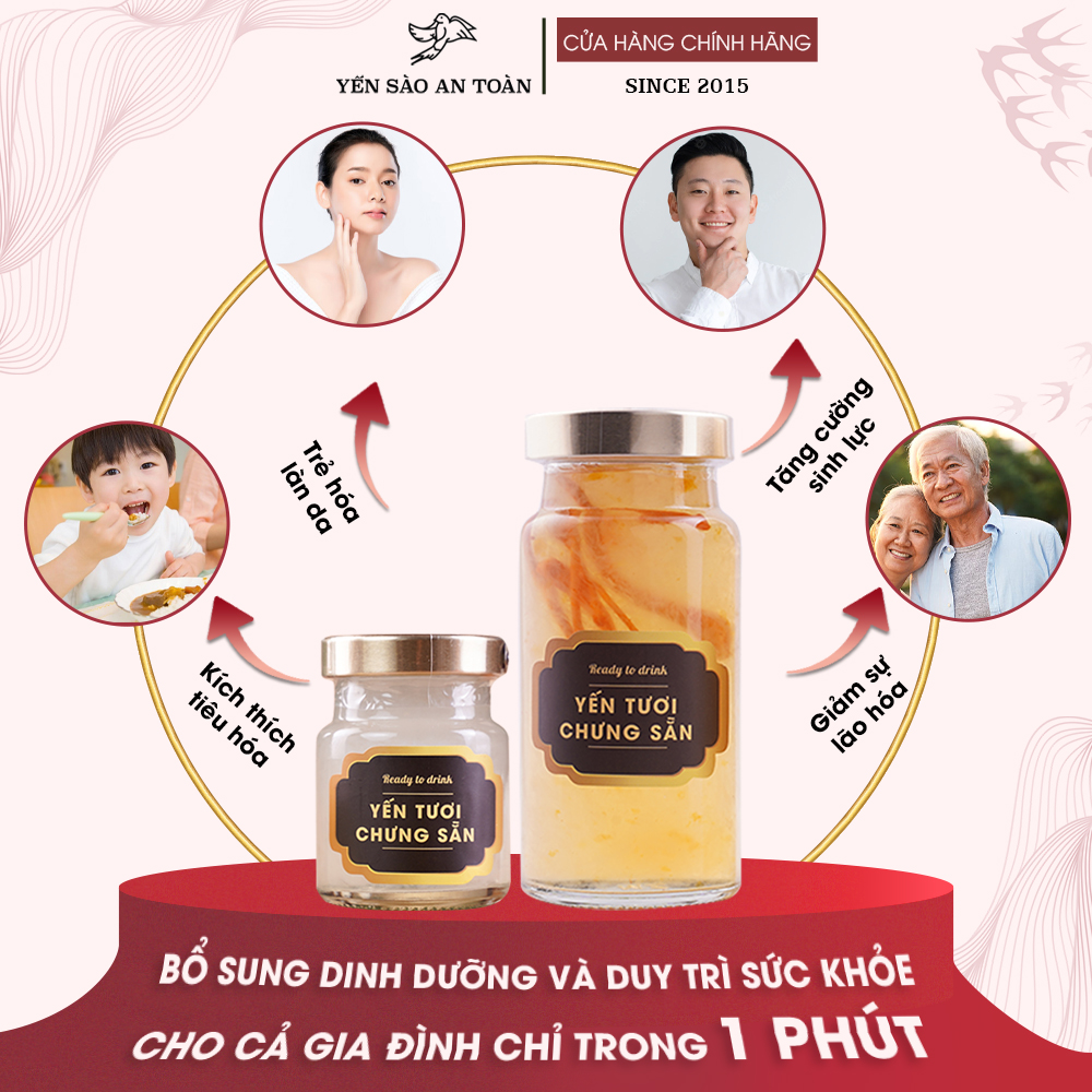 Yến chưng sẵn combo mix đến 10 vị ĐẬM ĐẶC YẾN TƯƠI từ tổ yến Nha Trang Khánh Hoà Yến Sào An Toàn
