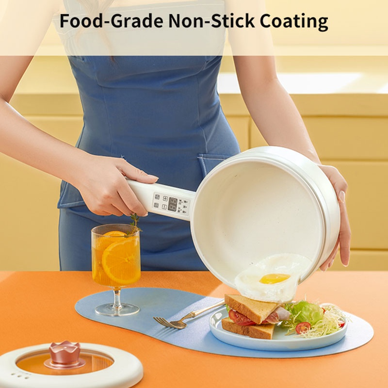 Nồi điện đa năng URINGO 1.6L 2L 3L phủ gốm sứ chống dính cho gia đình
