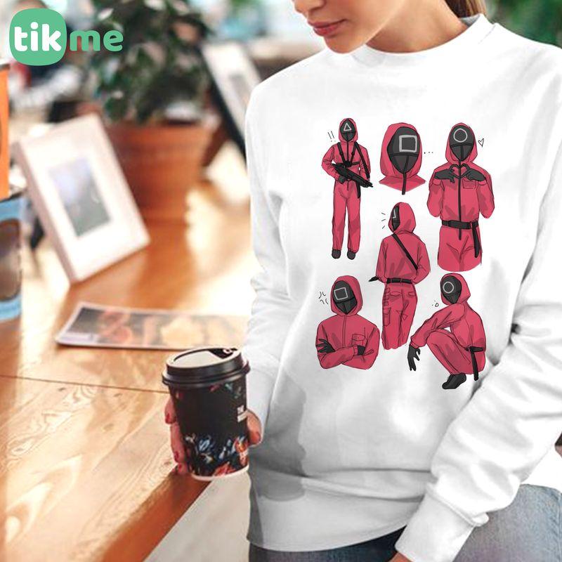 Áo sweater tikme unisex Squid Game áo đỏ hot có ảnh thật shop tự chụp size XS-2XL
