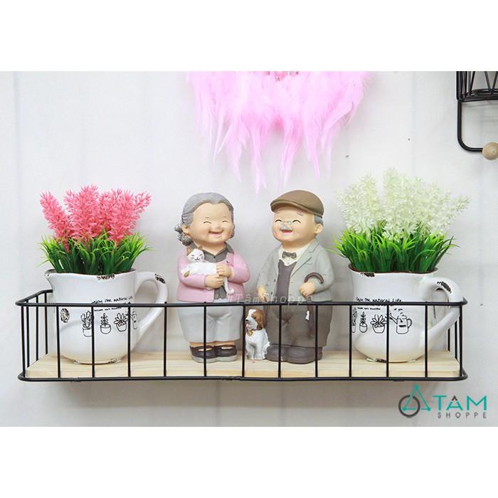 Chậu hoa Lavender giả để bàn ly gốm Vintage F-CHĐB-19